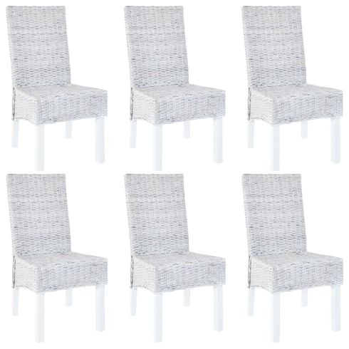 Swen Studio -  Dining Chairs 6 pcs Light Brown Kubu Rattan and Mango Wood(3x246654)